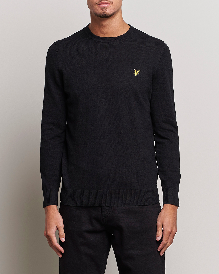 Uomini | Maglieria | Lyle & Scott | Cotton/Merino Crew Neck Jumper Jet Black