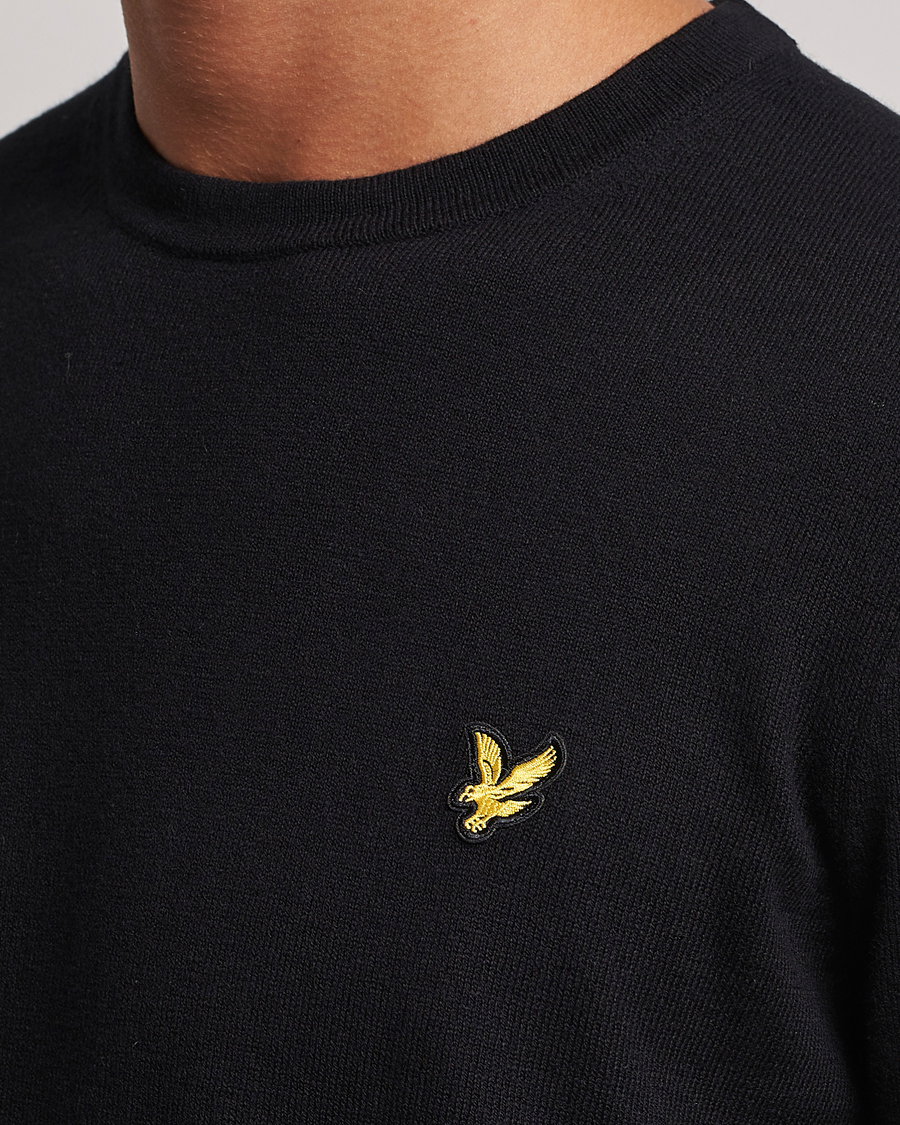 Uomini | Maglieria | Lyle & Scott | Cotton/Merino Crew Neck Jumper Jet Black