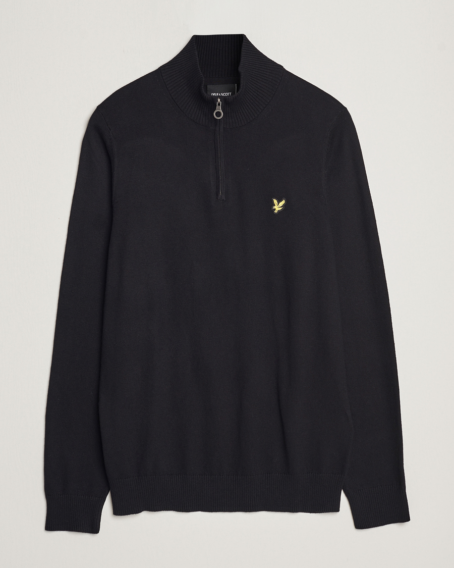 Uomini | Maglieria | Lyle & Scott | Cotton/Merino Half Zip Jet Black
