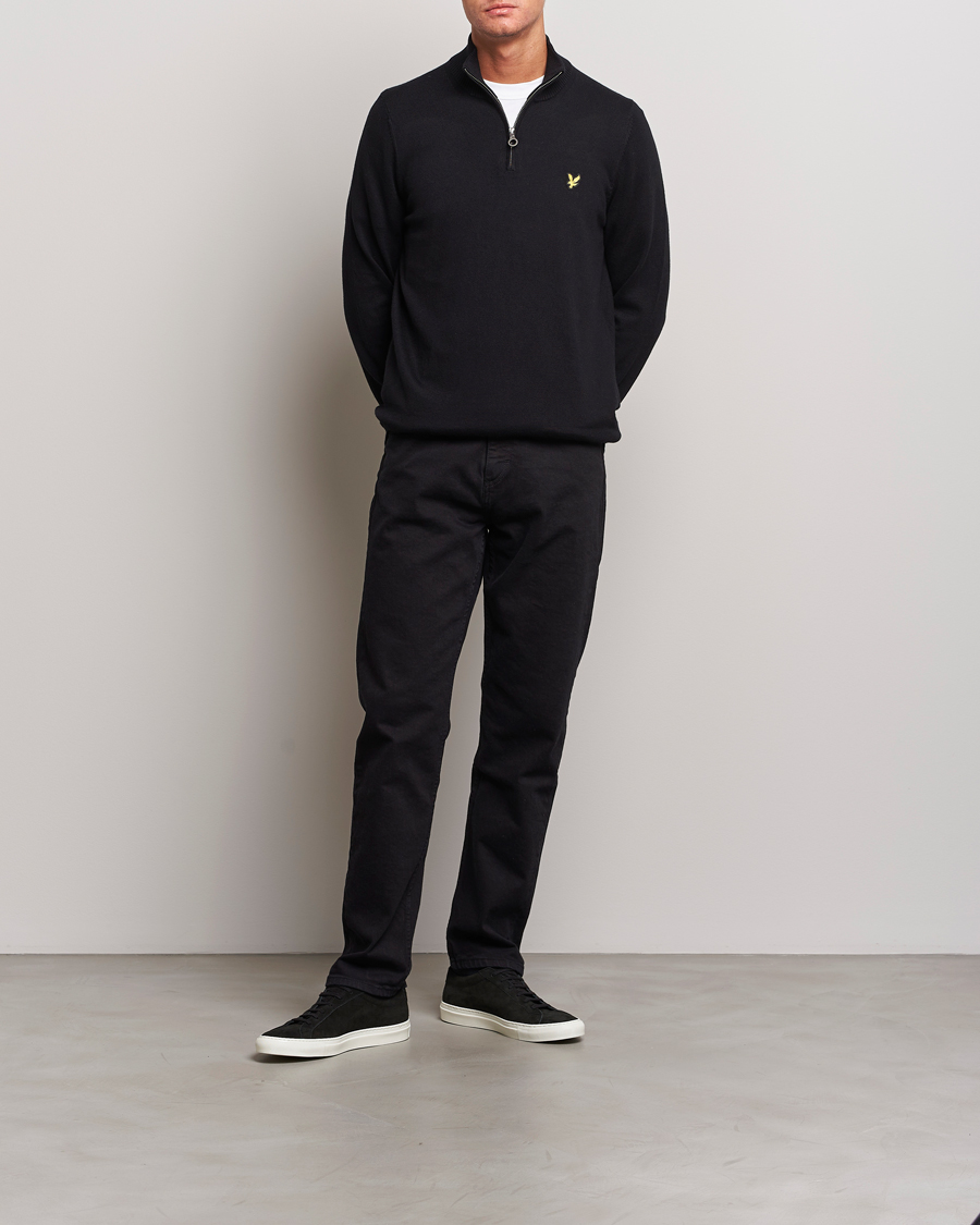 Uomini | Maglieria | Lyle & Scott | Cotton/Merino Half Zip Jet Black