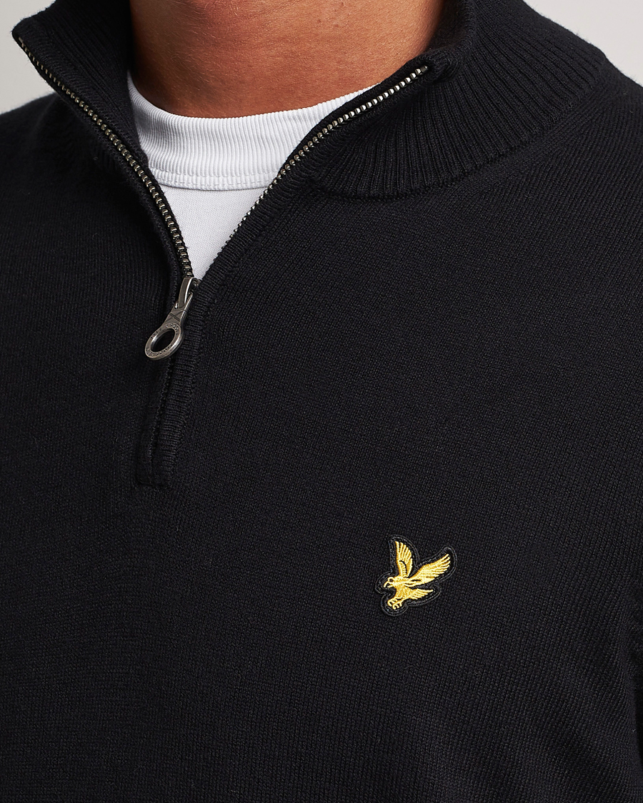 Uomini | Maglieria | Lyle & Scott | Cotton/Merino Half Zip Jet Black