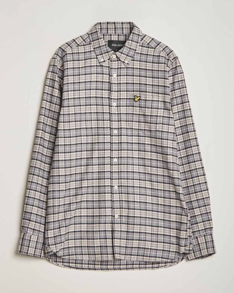 Uomini | Camicie | Lyle & Scott | Checked Flannel Button Down Shirt Cove White