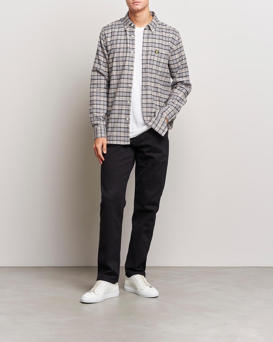 Uomini | Camicie | Lyle & Scott | Checked Flannel Button Down Shirt Cove White