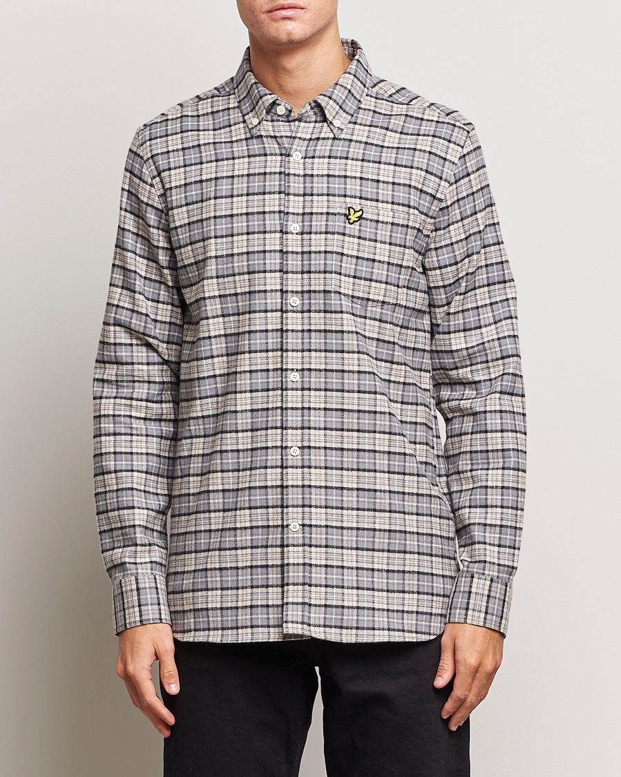 Uomini | Camicie | Lyle & Scott | Checked Flannel Button Down Shirt Cove White