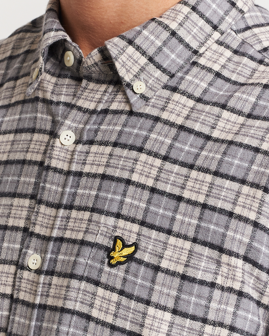 Uomini | Camicie | Lyle & Scott | Checked Flannel Button Down Shirt Cove White