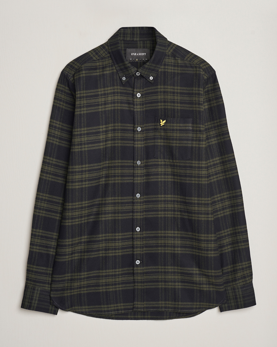 Uomini | Camicie | Lyle & Scott | Checked Flannel Button Down Shirt Mountain Moss