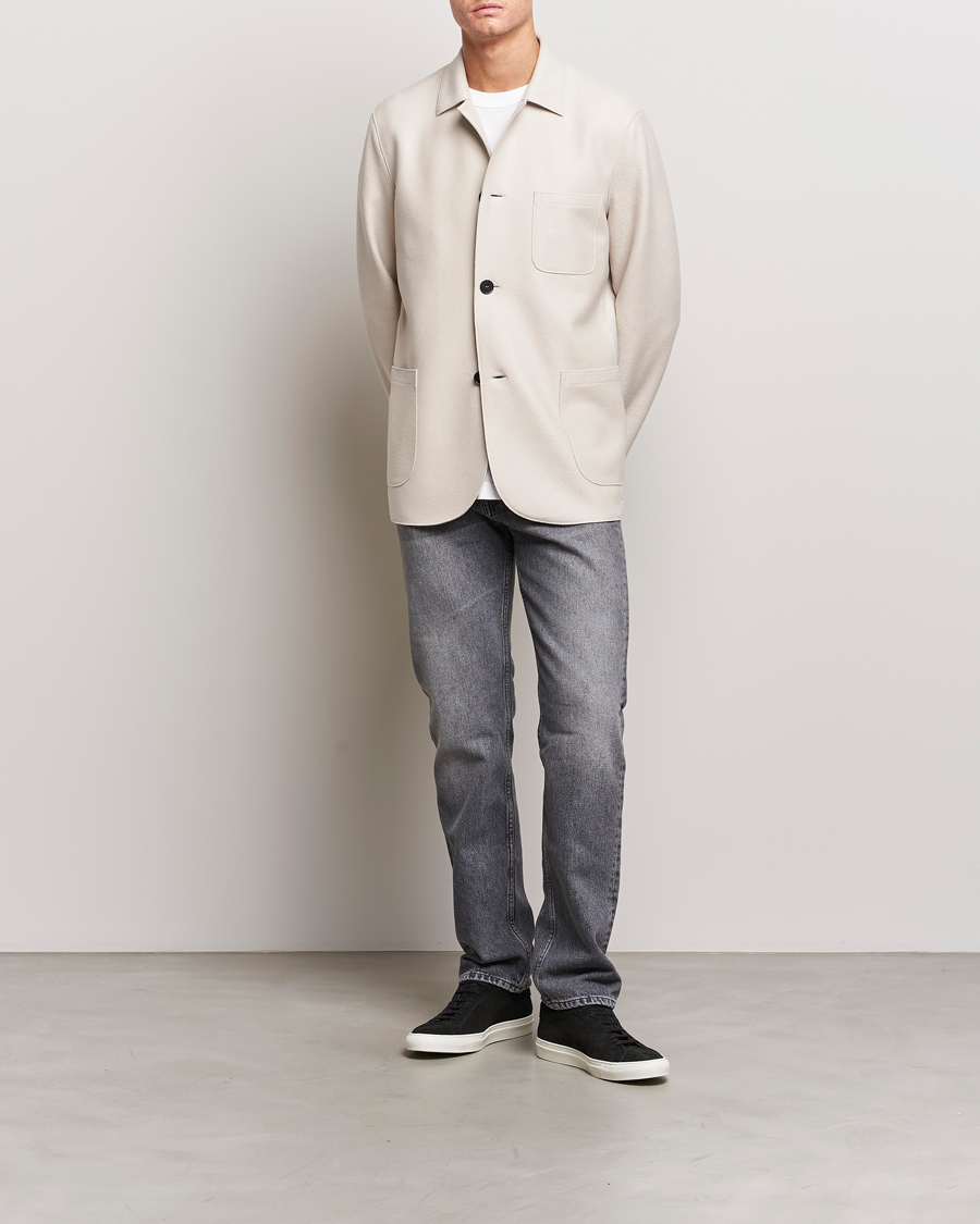 Uomini | Blazers | Harris Wharf London | Dropped Shoulder Wool Jacket Cream