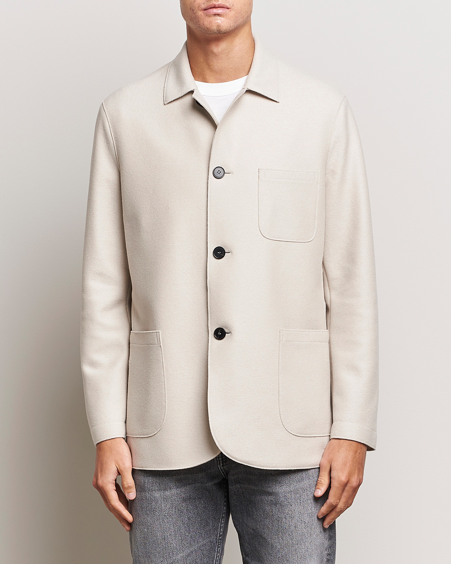 Uomini | Blazers | Harris Wharf London | Dropped Shoulder Wool Jacket Cream