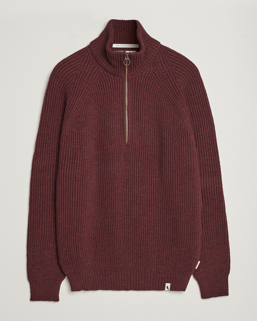 Uomini | Maglieria | Peregrine | Ford Knitted Wool Half Zip Shiraz