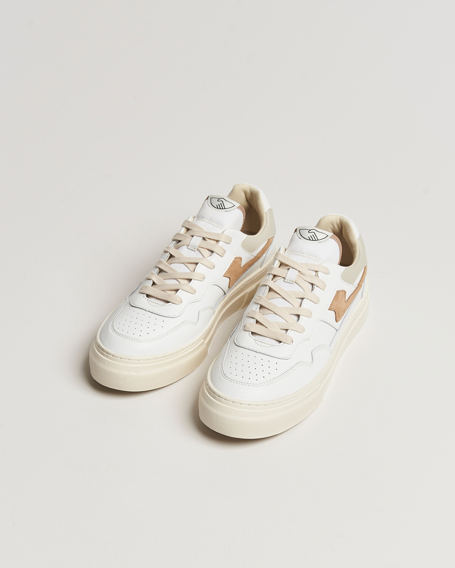 Uomini | Stepney Workers Club Pearl S-Strike Leather Sneaker White/Earth | Stepney Workers Club | Pearl S-Strike Leather Sneaker White/Earth