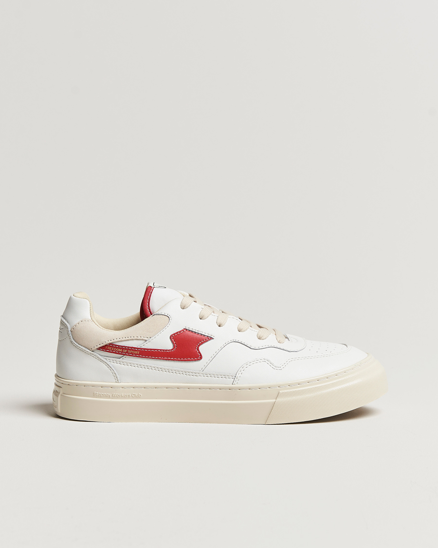 Uomini | Stepney Workers Club Pearl S-Strike Leather Sneaker White/Red | Stepney Workers Club | Pearl S-Strike Leather Sneaker White/Red