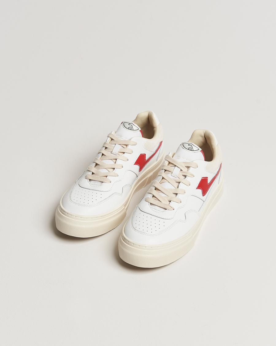 Uomini | Stepney Workers Club Pearl S-Strike Leather Sneaker White/Red | Stepney Workers Club | Pearl S-Strike Leather Sneaker White/Red