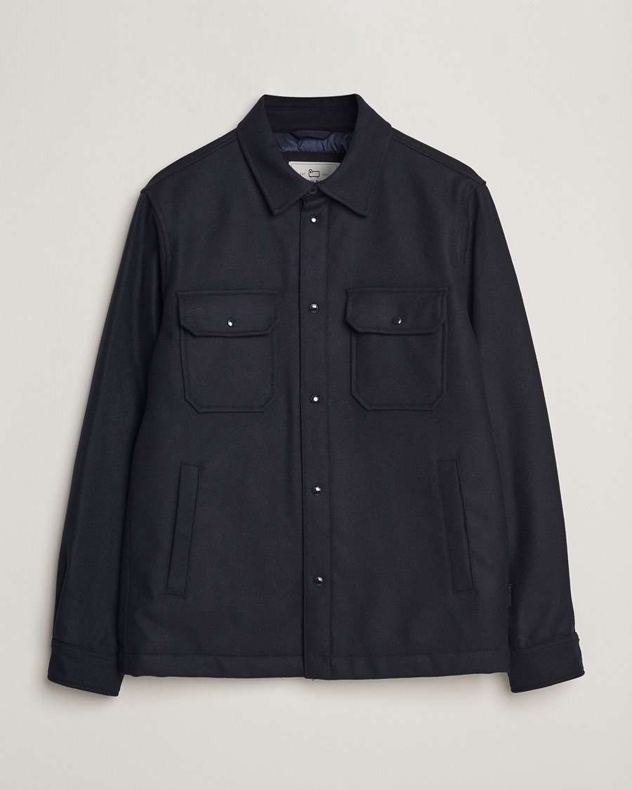 Uomini | Giacche | Woolrich | Alaskan Melton Wool Overshirt Melton Blue