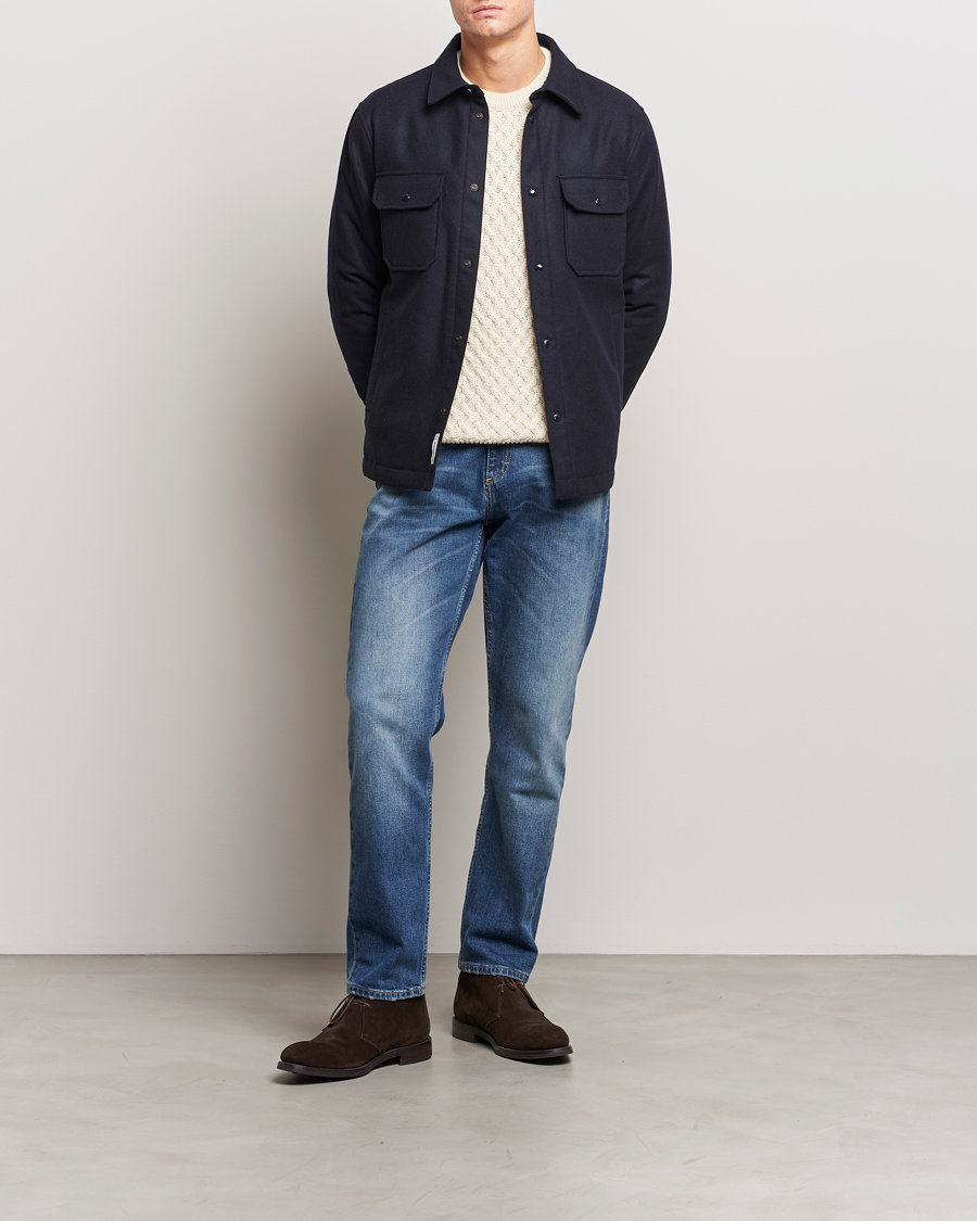 Uomini | Giacche | Woolrich | Alaskan Melton Wool Overshirt Melton Blue