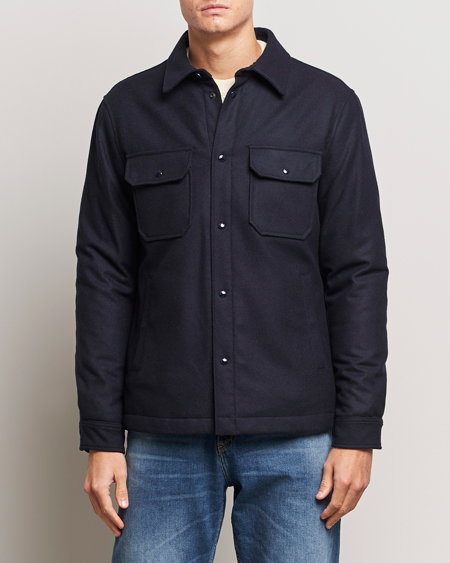 Uomini | Giacche | Woolrich | Alaskan Melton Wool Overshirt Melton Blue