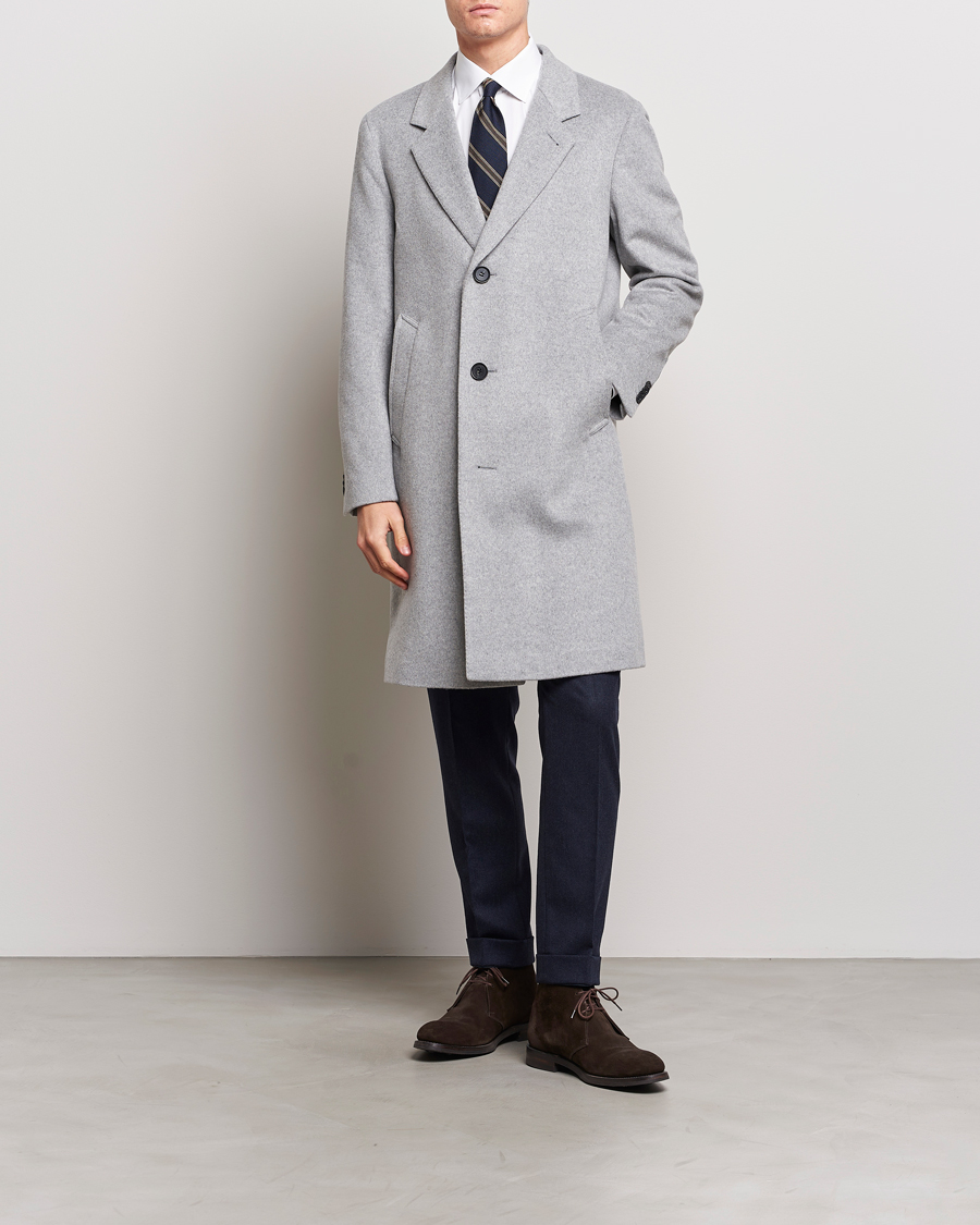 Uomini | Giacche | Oscar Jacobson | Shaw Wool/Cashmere Coat Light Grey