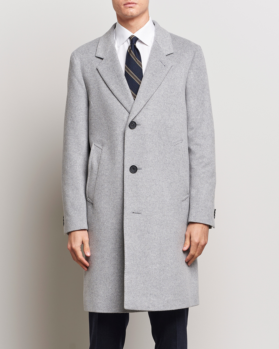 Uomini | Giacche | Oscar Jacobson | Shaw Wool/Cashmere Coat Light Grey