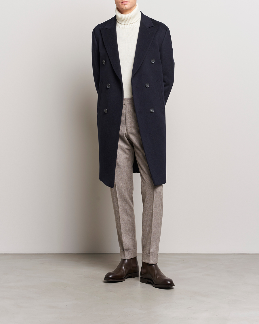 Uomini | Giacche | Oscar Jacobson | Slater Wool/Cashmere Double Breasted Coat Navy