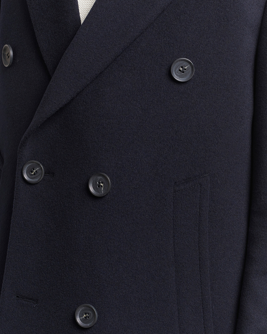 Uomini | Giacche | Oscar Jacobson | Slater Wool/Cashmere Double Breasted Coat Navy