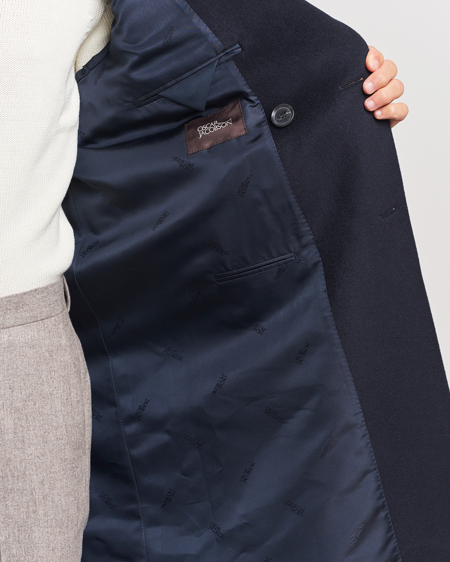 Uomini | Giacche | Oscar Jacobson | Slater Wool/Cashmere Double Breasted Coat Navy
