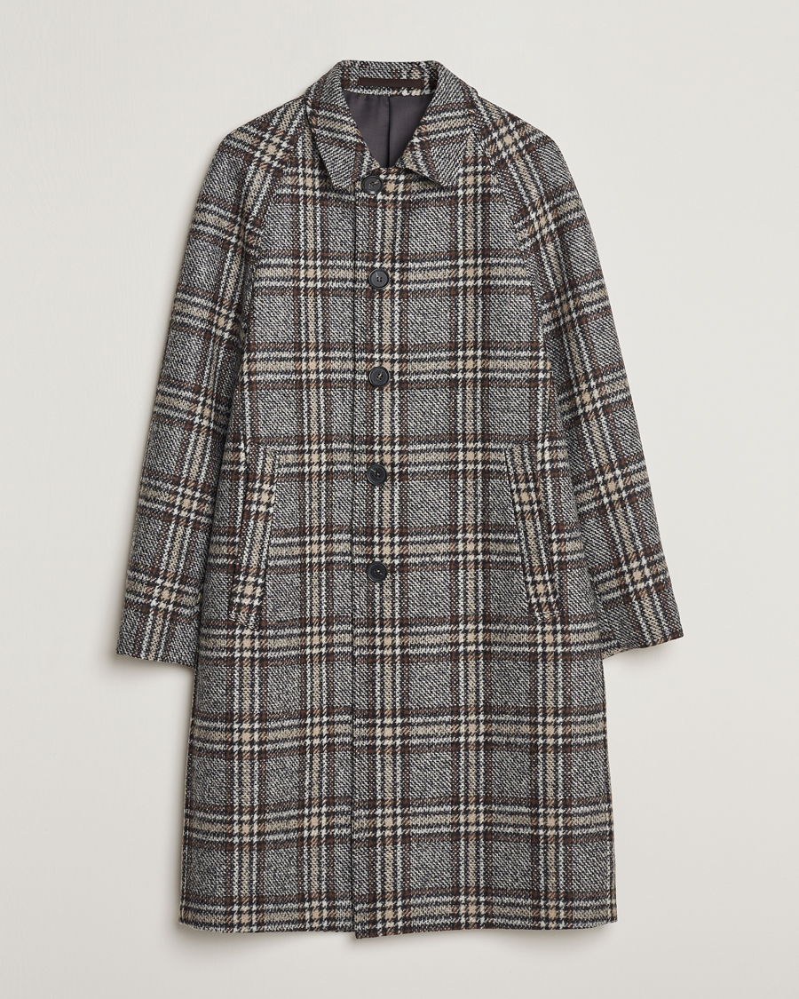 Uomini | Giacche | Oscar Jacobson | Sala Checked Raglan Wool Coat Brown