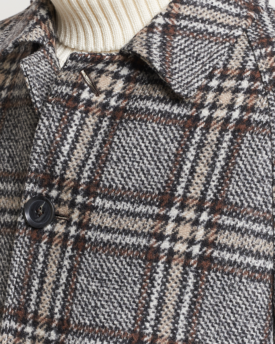 Uomini | Giacche | Oscar Jacobson | Sala Checked Raglan Wool Coat Brown