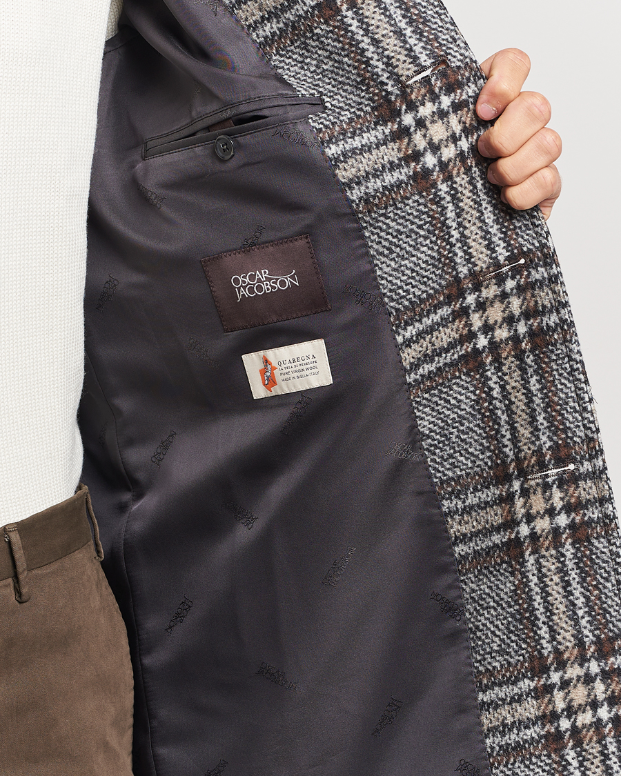 Uomini | Giacche | Oscar Jacobson | Sala Checked Raglan Wool Coat Brown