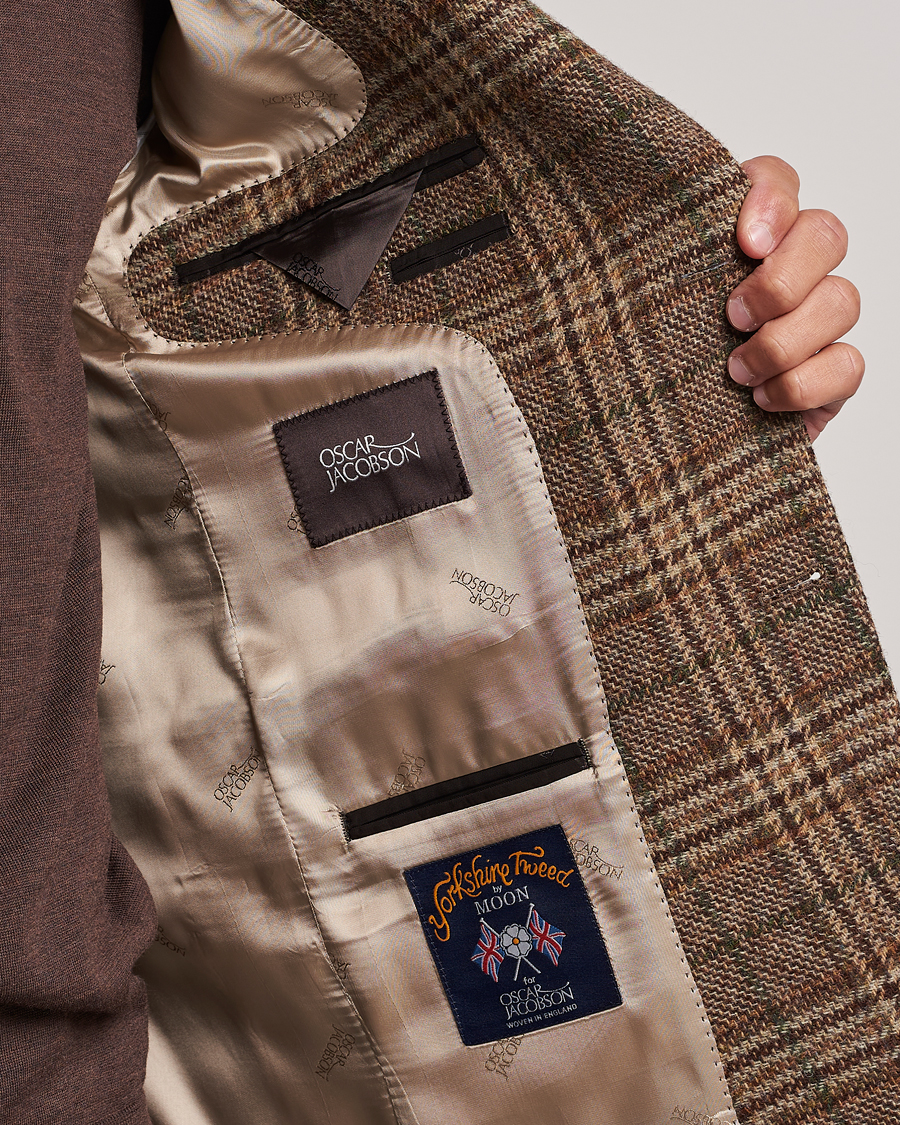 Uomini | Blazers | Oscar Jacobson | Fogerty Soft Checked Wool Blazer Brown
