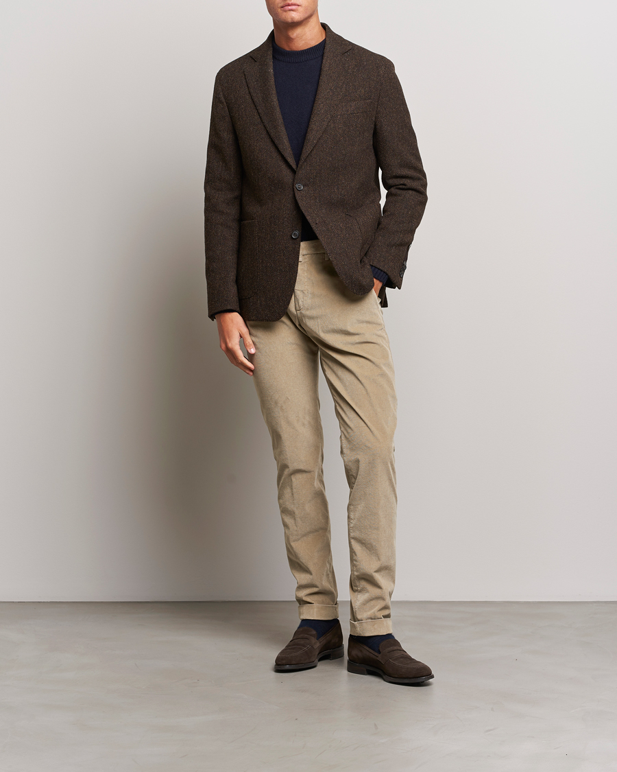 Uomini | Blazers | Oscar Jacobson | Fogerty Moon Herringbone Tweed Blazer Brown