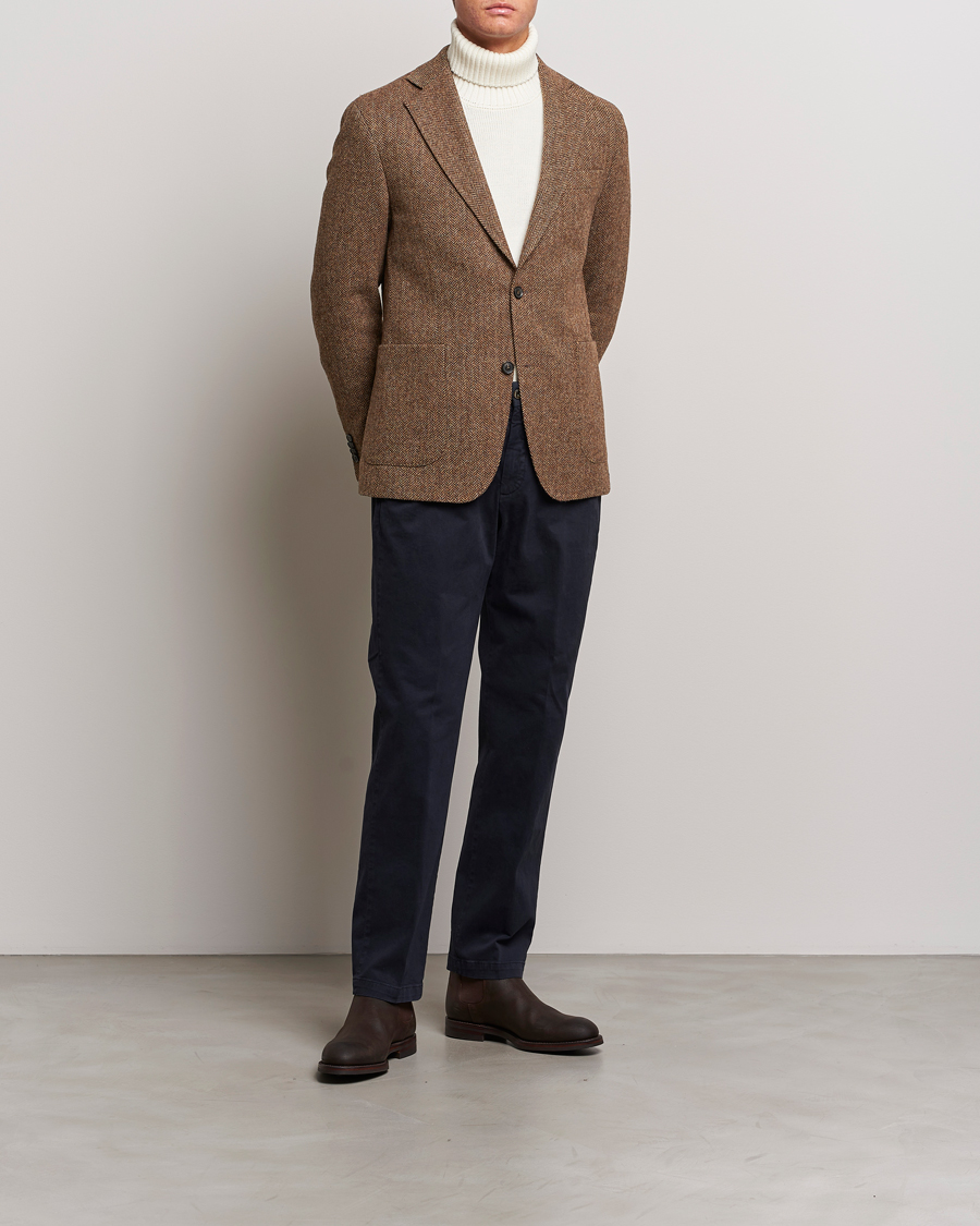 Uomini | Blazers | Oscar Jacobson | Fogerty Moon Herringbone Tweed Blazer Beige