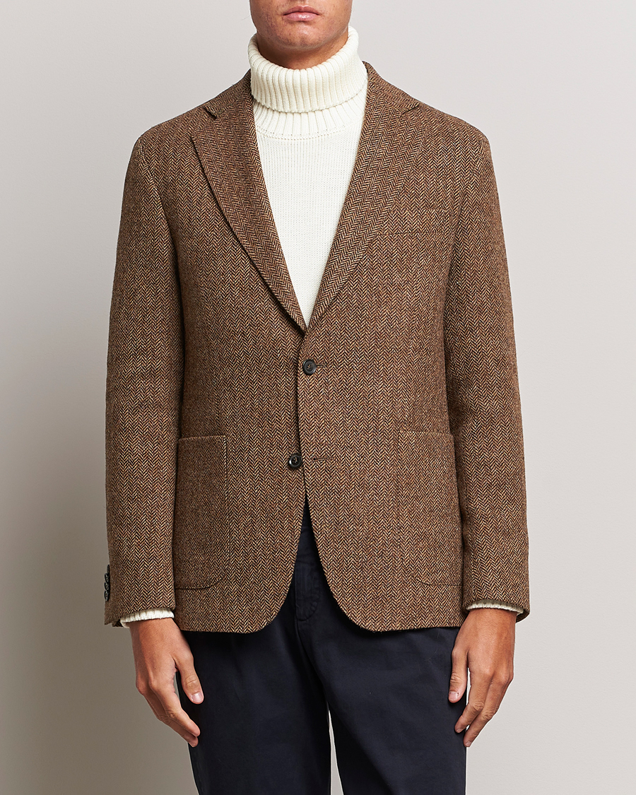 Uomini | Blazers | Oscar Jacobson | Fogerty Moon Herringbone Tweed Blazer Beige