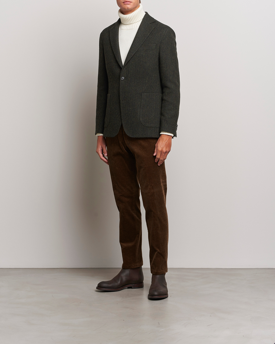 Uomini | Blazers | Oscar Jacobson | Fogerty Moon Herringbone Tweed Blazer Green