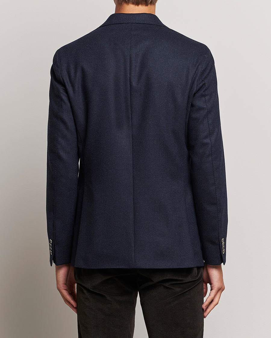 Uomini | Blazers | Oscar Jacobson | Ego Wool Flannel Blazer Navy Melange