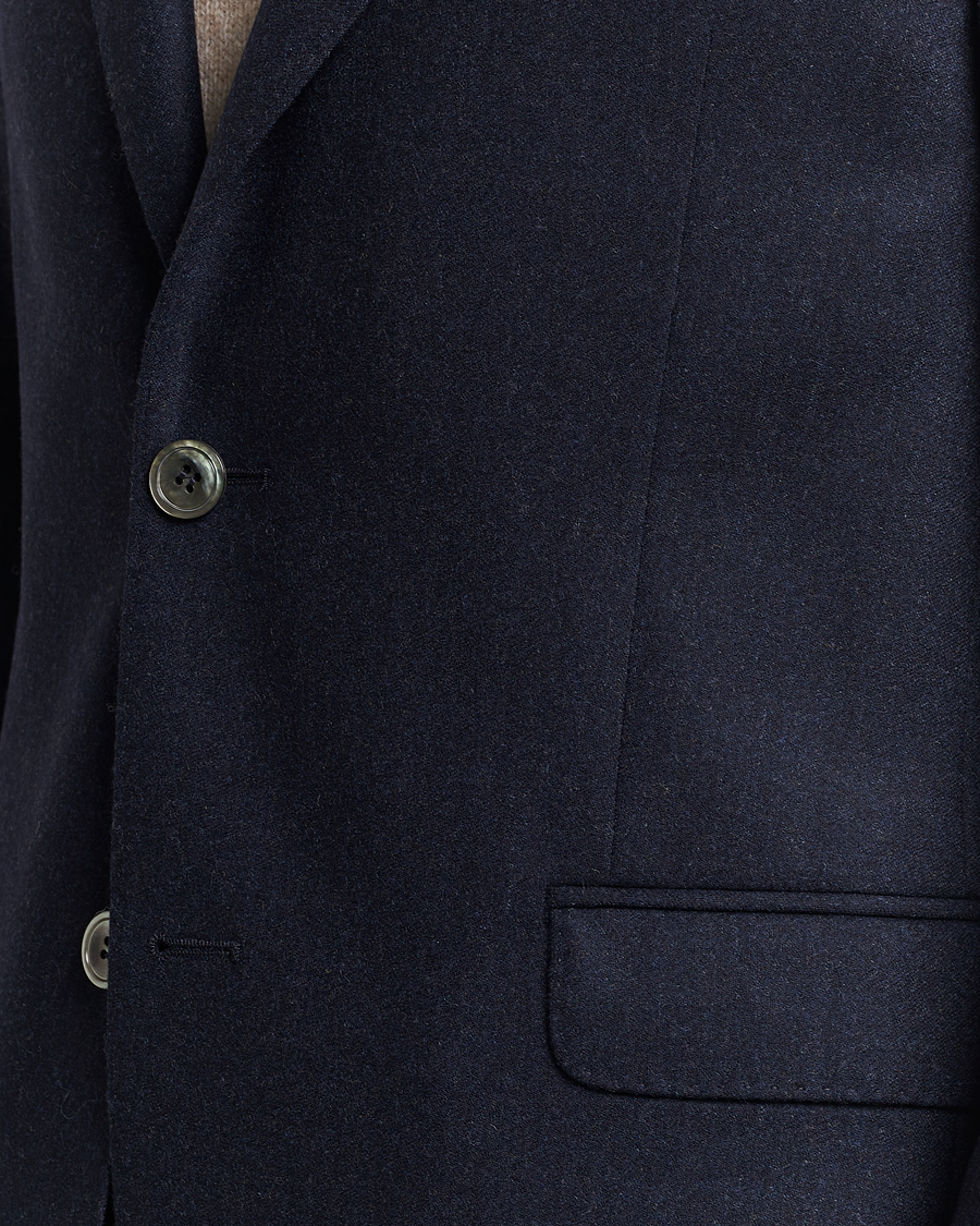 Uomini | Blazers | Oscar Jacobson | Ego Wool Flannel Blazer Navy Melange