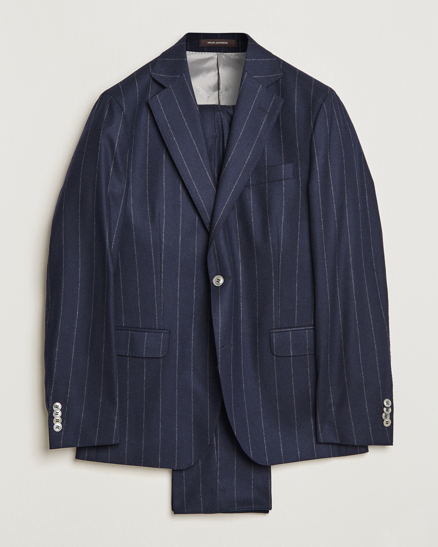 Uomini | Abiti | Oscar Jacobson | Fogerty Denz Pinstripe Wool Suit Navy