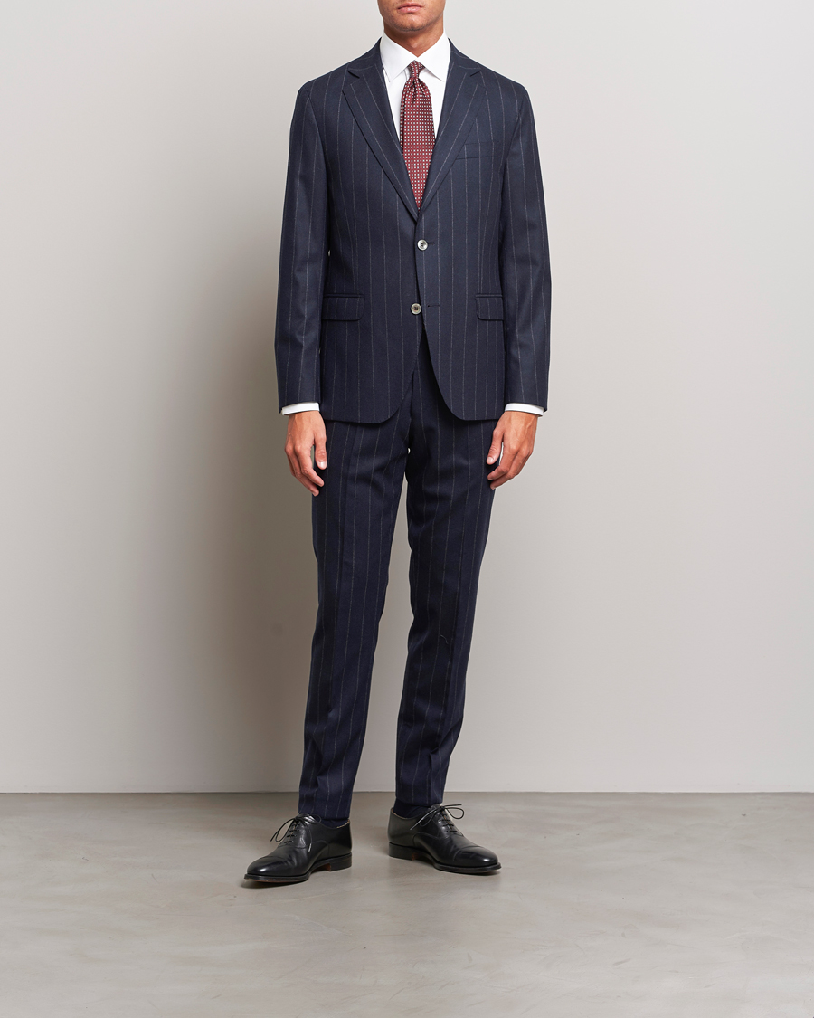Uomini | Abiti | Oscar Jacobson | Fogerty Denz Pinstripe Wool Suit Navy