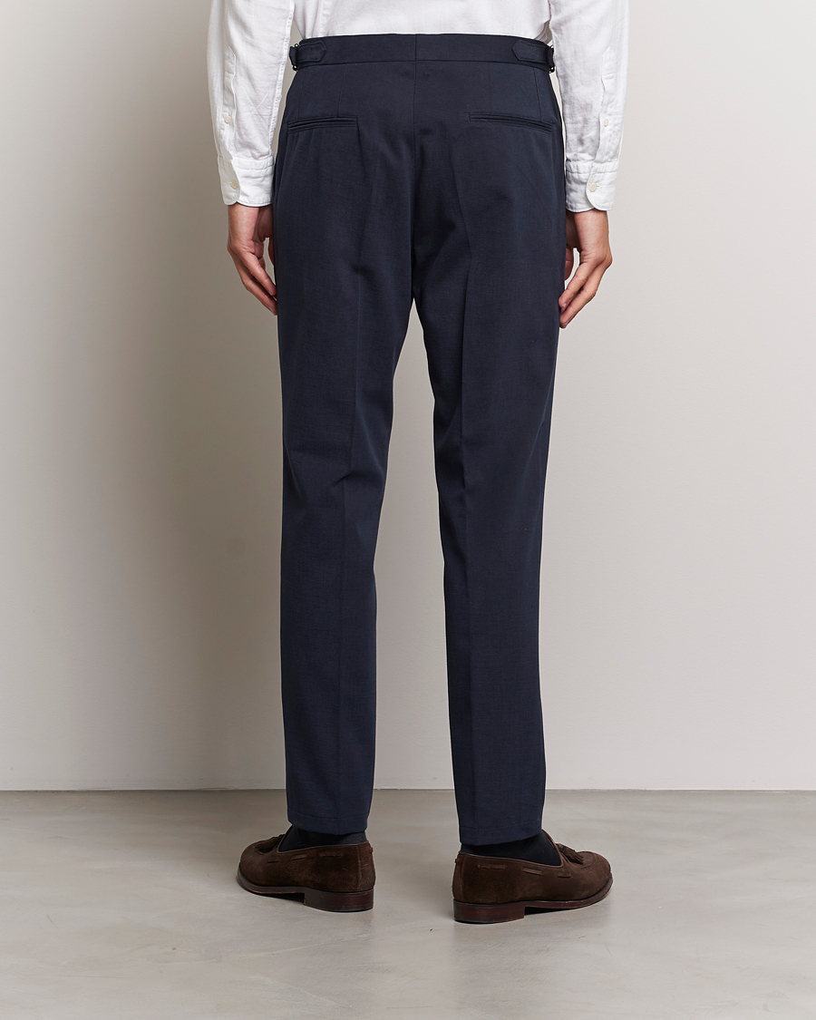 Uomini | Pantaloni | Oscar Jacobson | Delon Brushed Cotton Trousers Navy