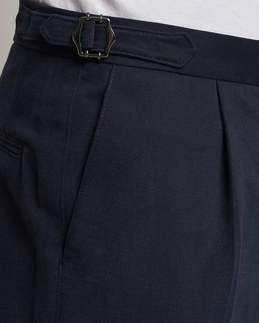 Uomini | Pantaloni | Oscar Jacobson | Delon Brushed Cotton Trousers Navy