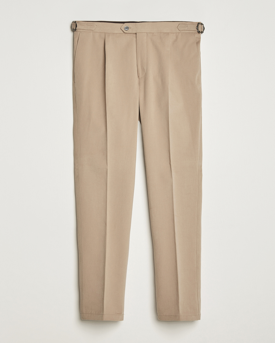 Uomini | Pantaloni | Oscar Jacobson | Delon Brushed Cotton Trousers Beige