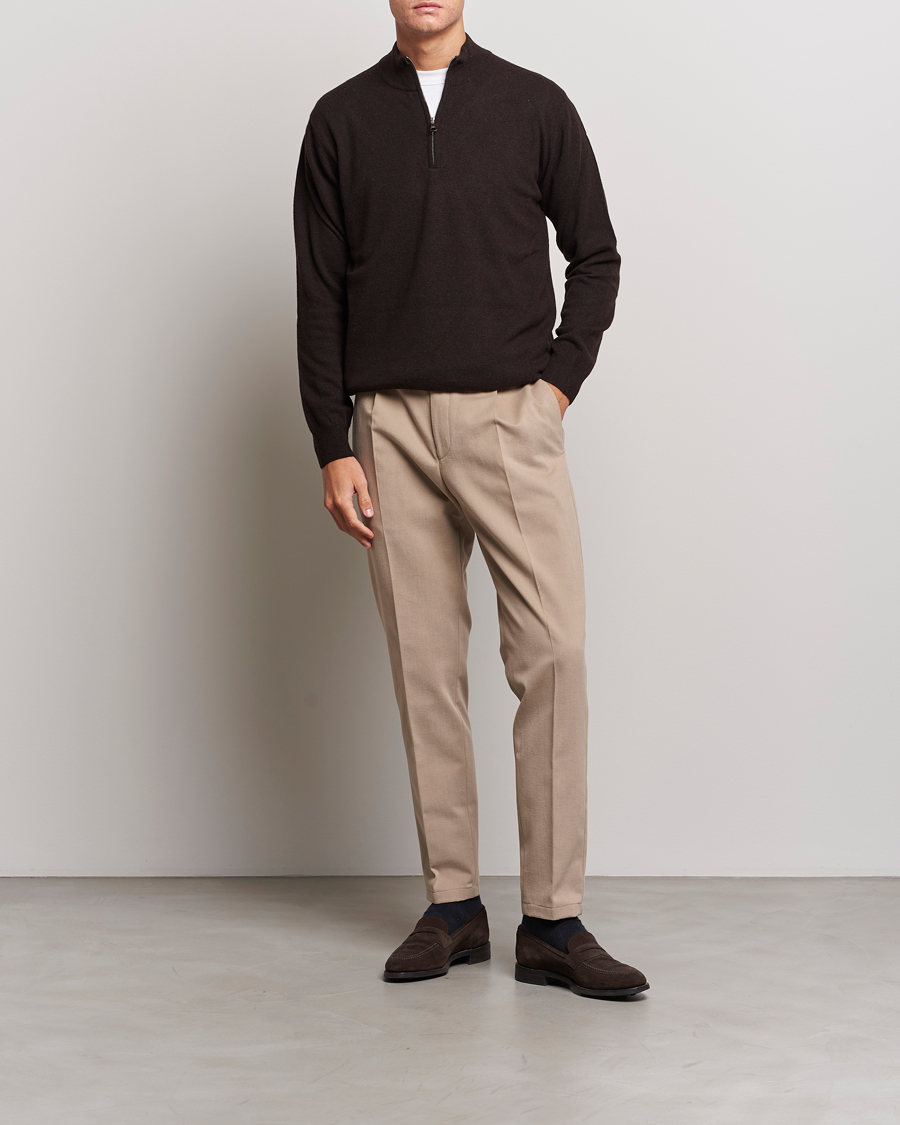 Uomini | Pantaloni | Oscar Jacobson | Delon Brushed Cotton Trousers Beige