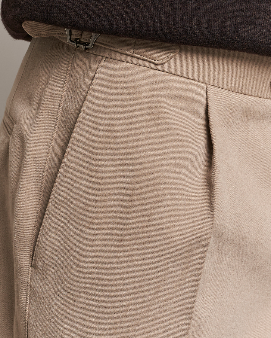 Uomini | Pantaloni | Oscar Jacobson | Delon Brushed Cotton Trousers Beige
