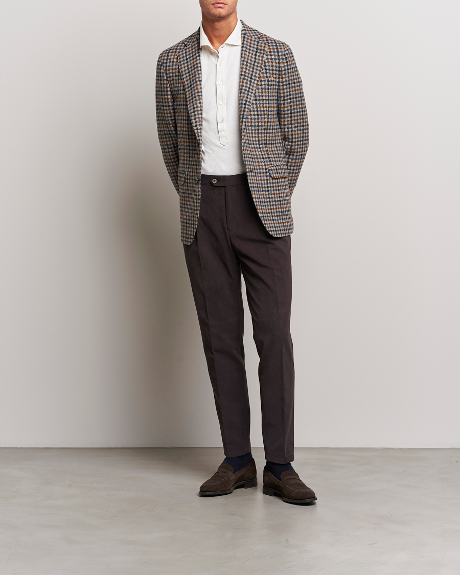 Uomini | Pantaloni | Oscar Jacobson | Delon Brushed Cotton Trousers Brown