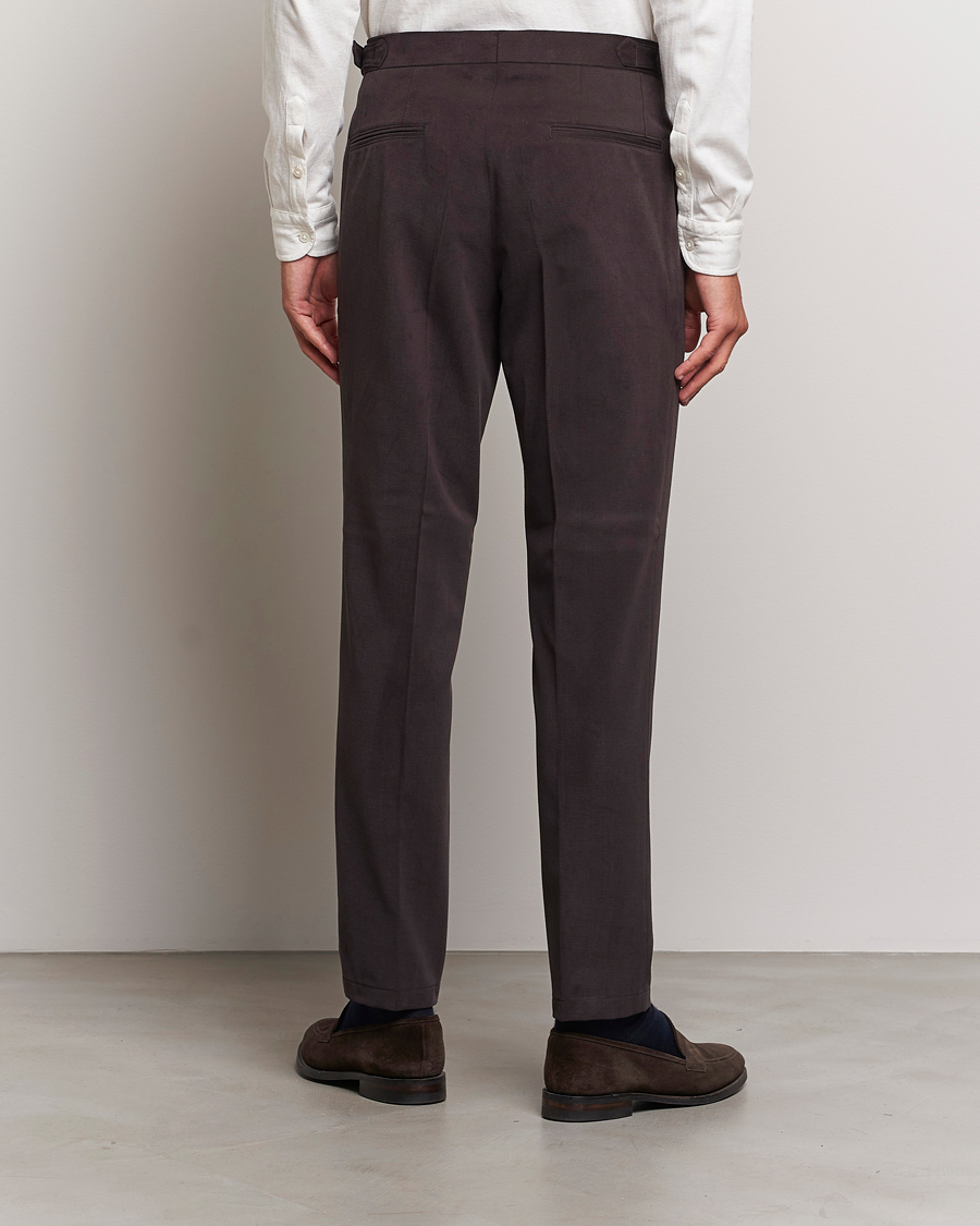 Uomini | Pantaloni | Oscar Jacobson | Delon Brushed Cotton Trousers Brown