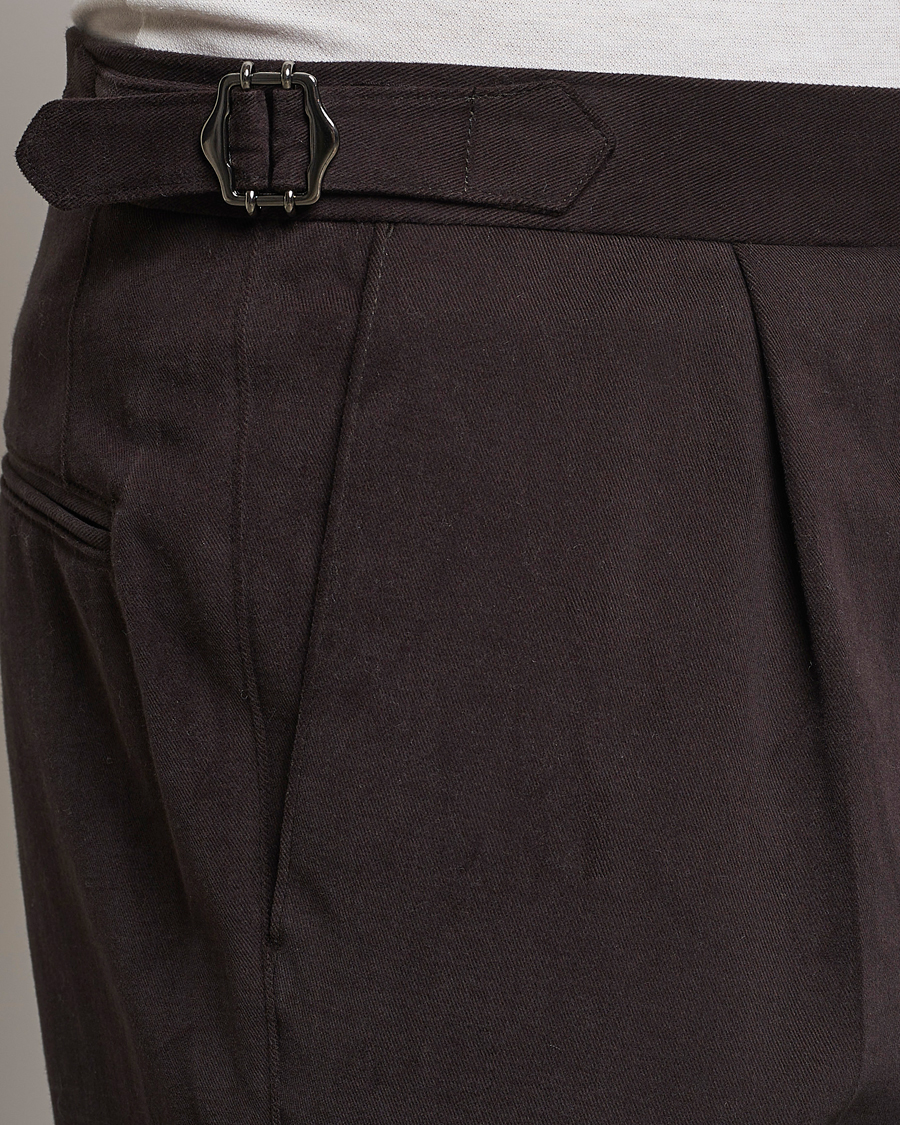 Uomini | Pantaloni | Oscar Jacobson | Delon Brushed Cotton Trousers Brown