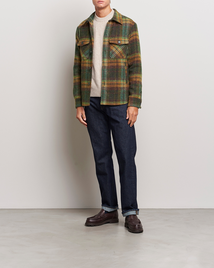 Uomini | Camicie | Oscar Jacobson | Maverick Moon Checked Overshirt Green