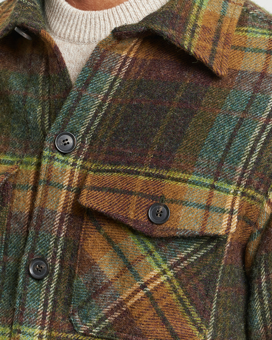 Uomini | Camicie | Oscar Jacobson | Maverick Moon Checked Overshirt Green