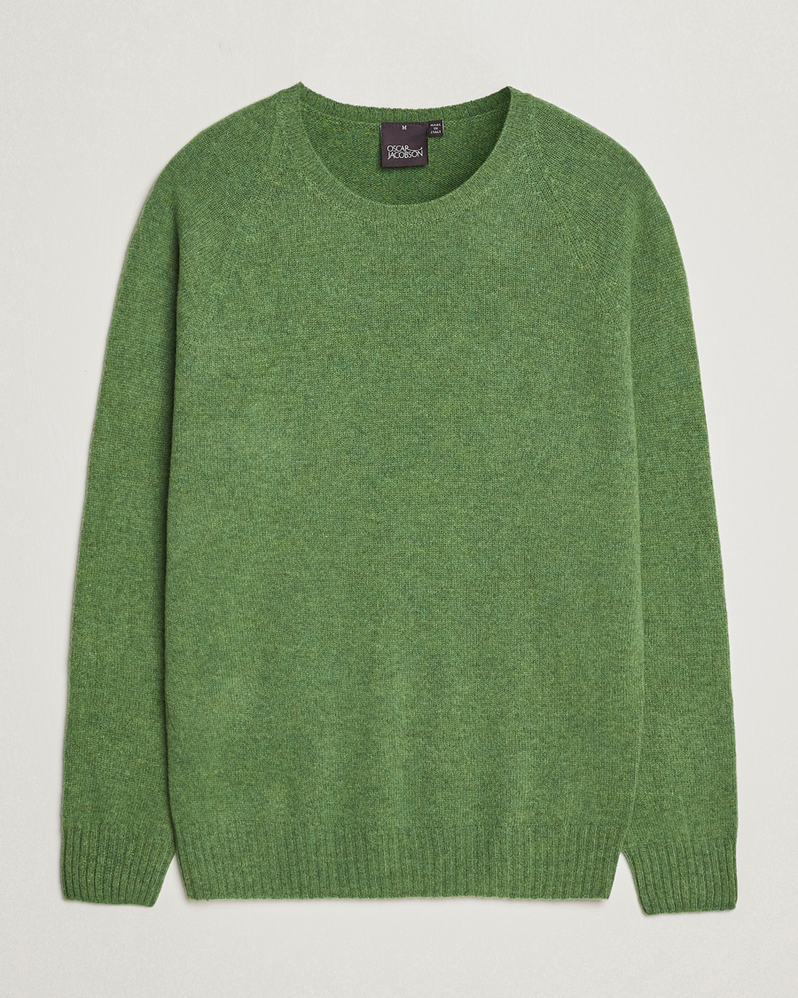 Uomini | Maglieria | Oscar Jacobson | Kendal Raglan Wool Crewneck Green