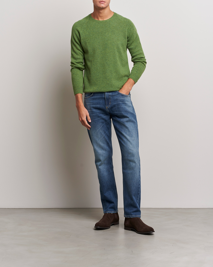 Uomini | Maglieria | Oscar Jacobson | Kendal Raglan Wool Crewneck Green