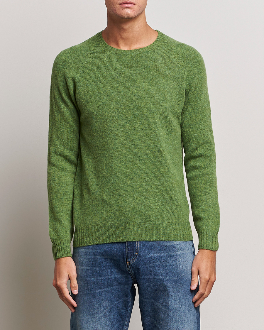 Uomini | Maglieria | Oscar Jacobson | Kendal Raglan Wool Crewneck Green