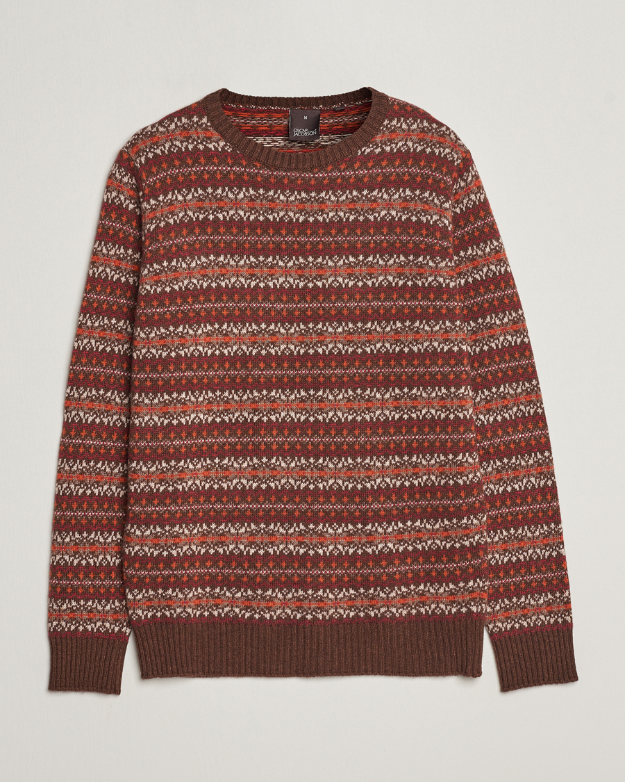 Uomini | Maglieria | Oscar Jacobson | Pete Fairisle Wool/Cashmere Crewneck Red